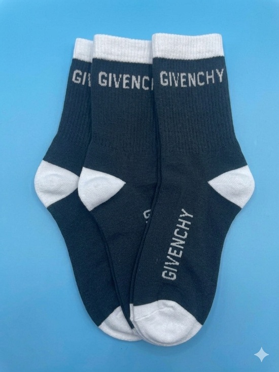 Givenchy Other - 3 Pack Givenchy Black Crew Socks with White Cuff, Heel & Toe Accents